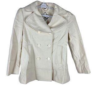 Guess Women's Ivory Wool-Blend Peacoat Size PL